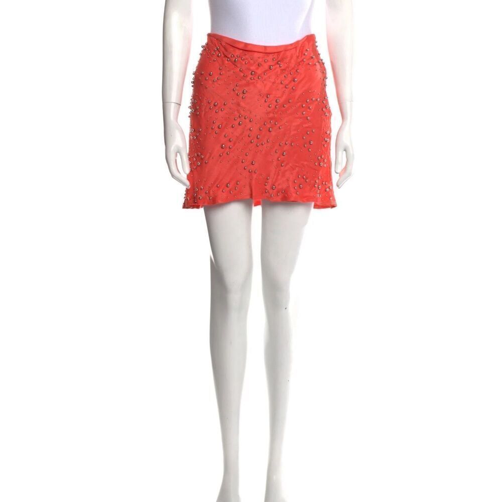 Rachel Comey Beaded Accent Mini Skirt In Orange Nwt Size 4